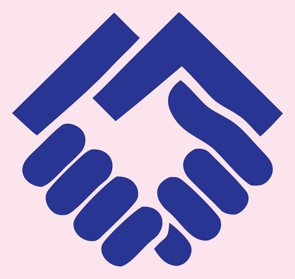 Handshake Geometric Logo #fce4ec/#283593