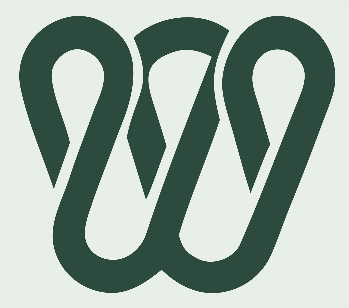 Interlocking W Handshake Logo #e8efe9/#2d4a3e