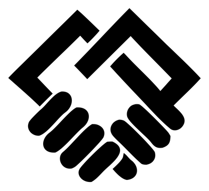 Angular Handshake Bracket Logo #ffffff/#000000