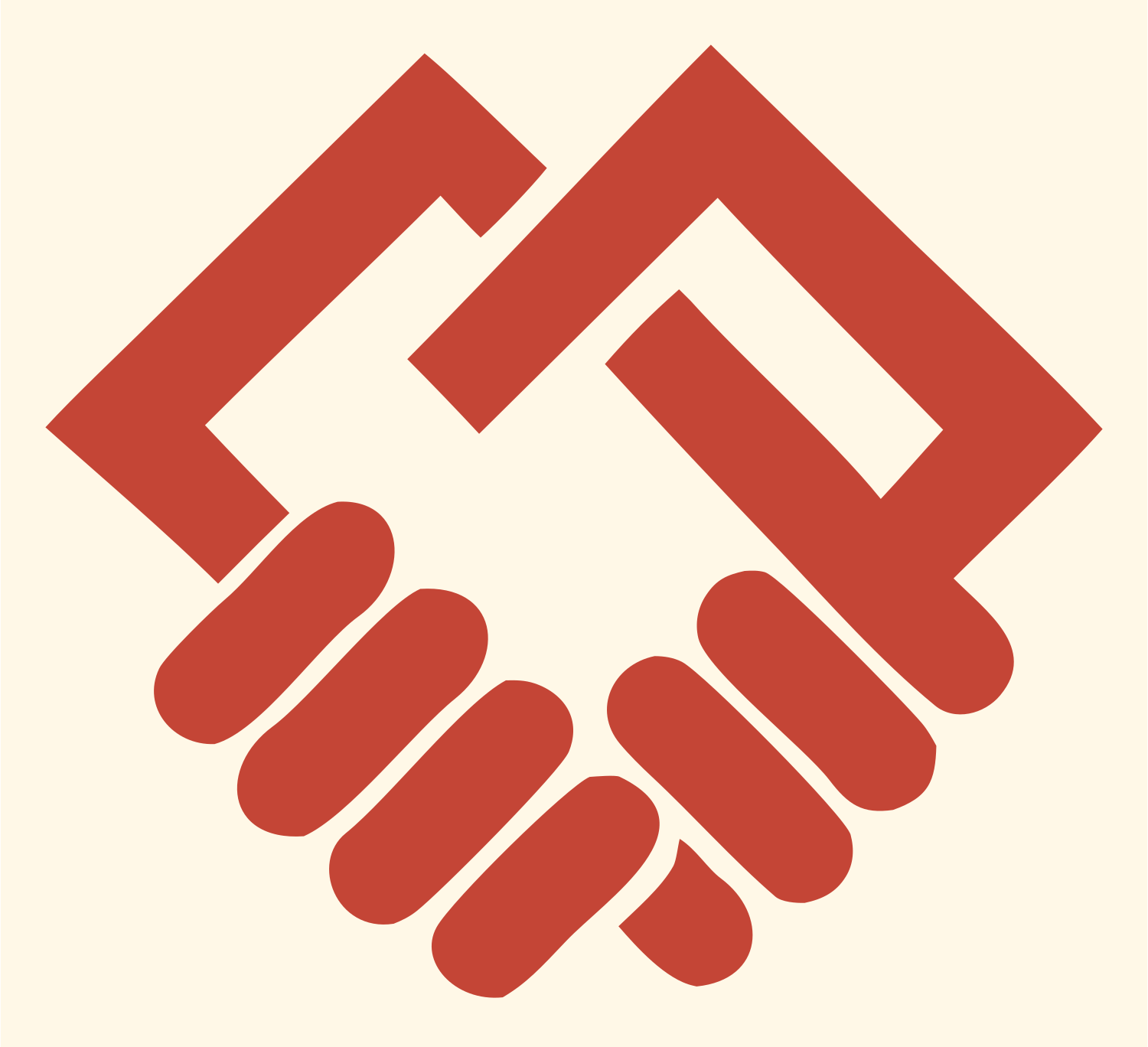 Angular Handshake Bracket Logo #fff8e7/#c44536