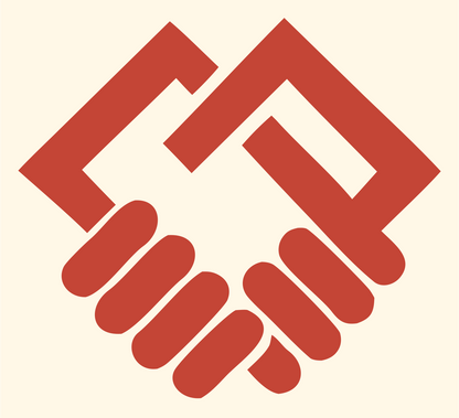 Angular Handshake Bracket Logo #fff8e7/#c44536