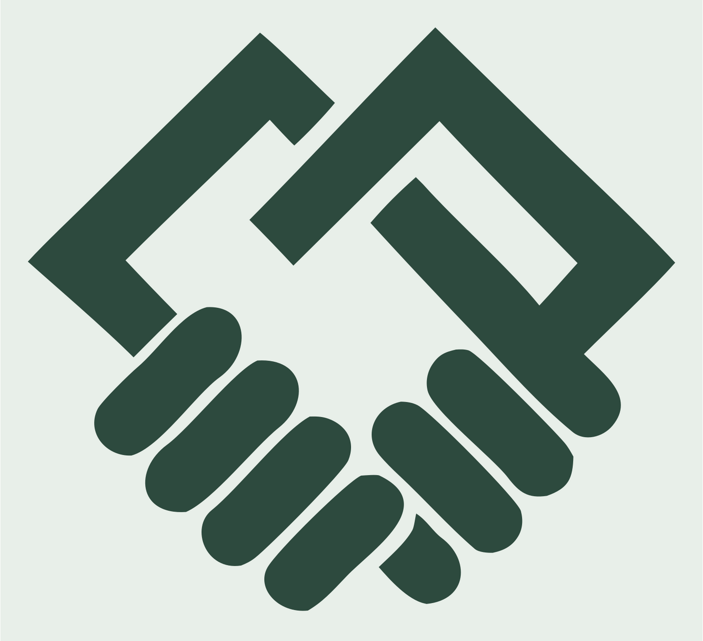 Angular Handshake Bracket Logo #e8efe9/#2d4a3e
