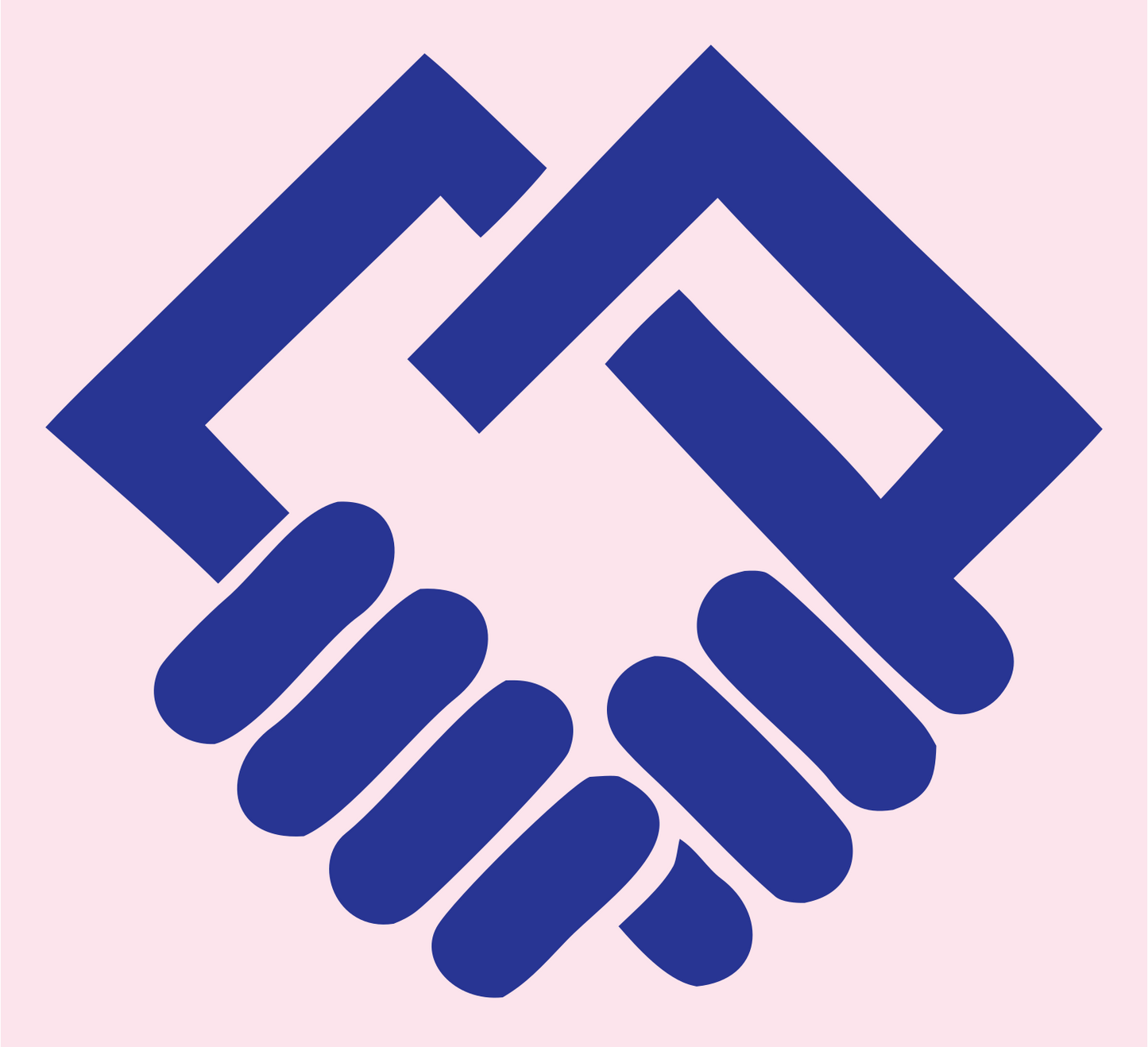Angular Handshake Bracket Logo #fce4ec/#283593