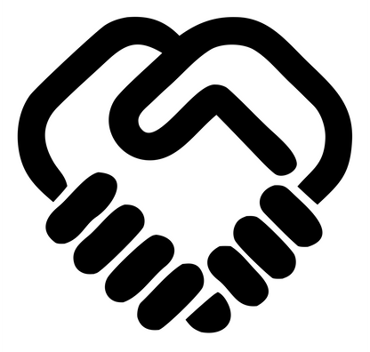 Monoline Handshake Fingers Logo #ffffff/#000000
