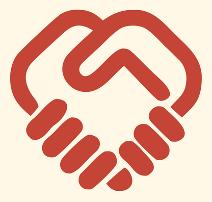 Monoline Handshake Fingers Logo #fff8e7/#c44536