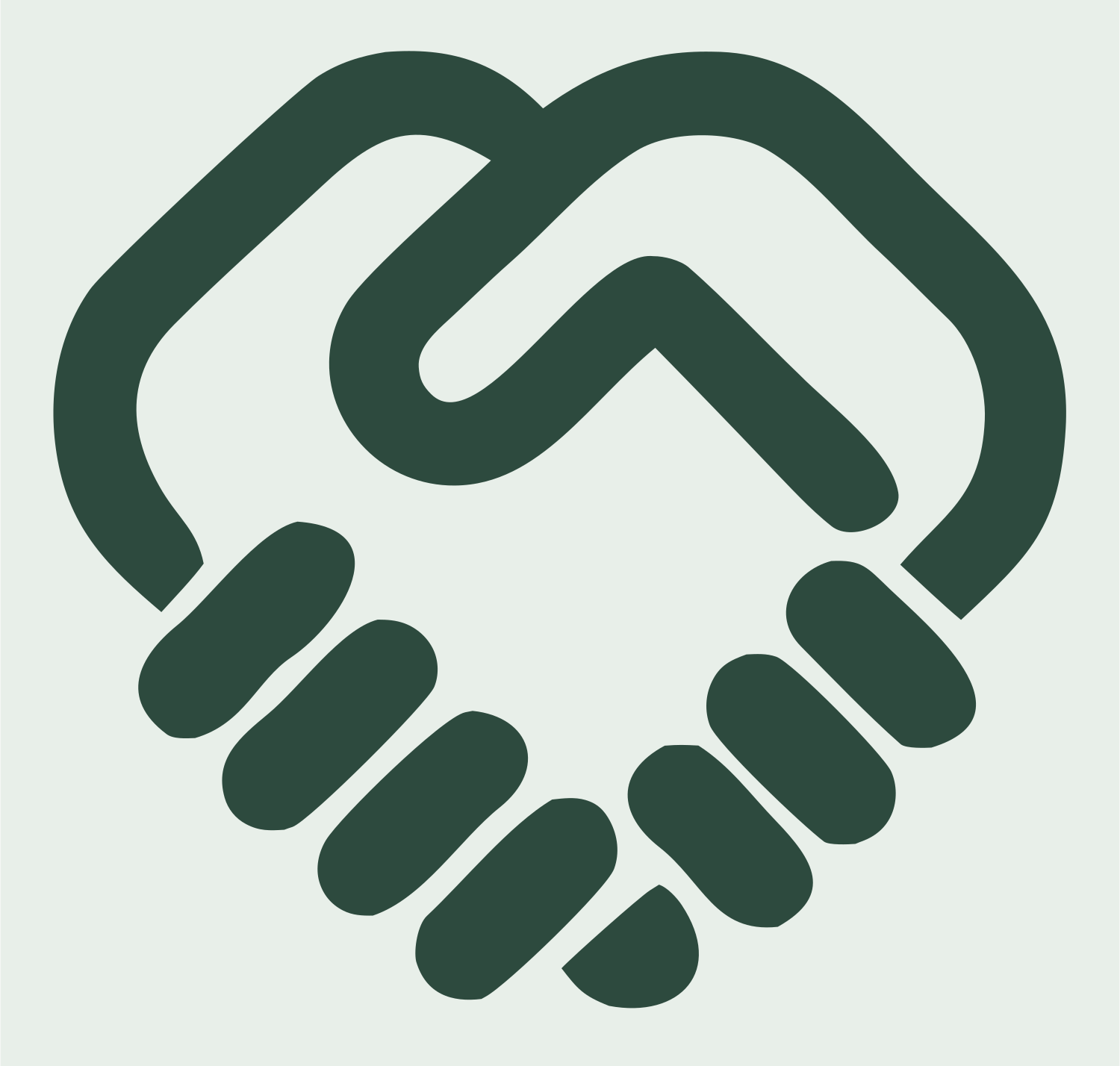 Monoline Handshake Fingers Logo #e8efe9/#2d4a3e