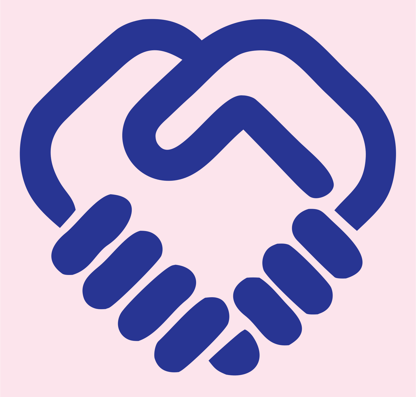 Monoline Handshake Fingers Logo #fce4ec/#283593