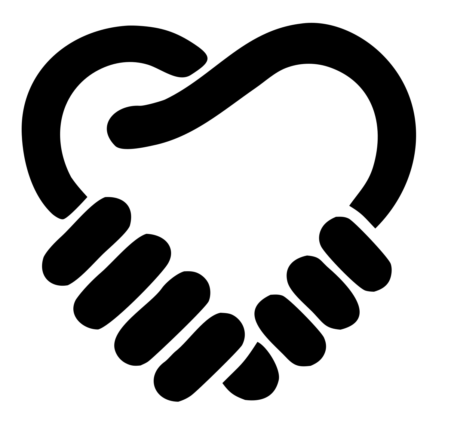 Heart Shape Handshake Logo #ffffff/#000000