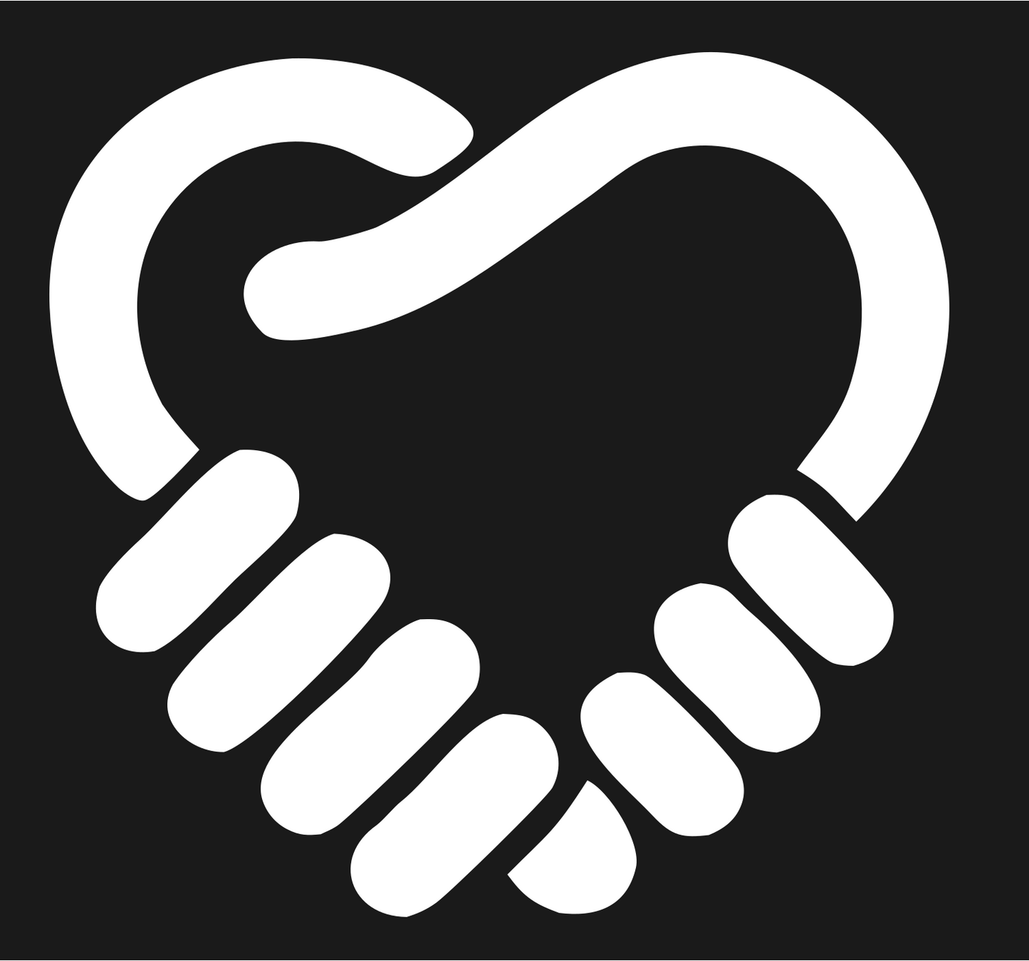 Heart Shape Handshake Logo #1a1a1a/#ffffff