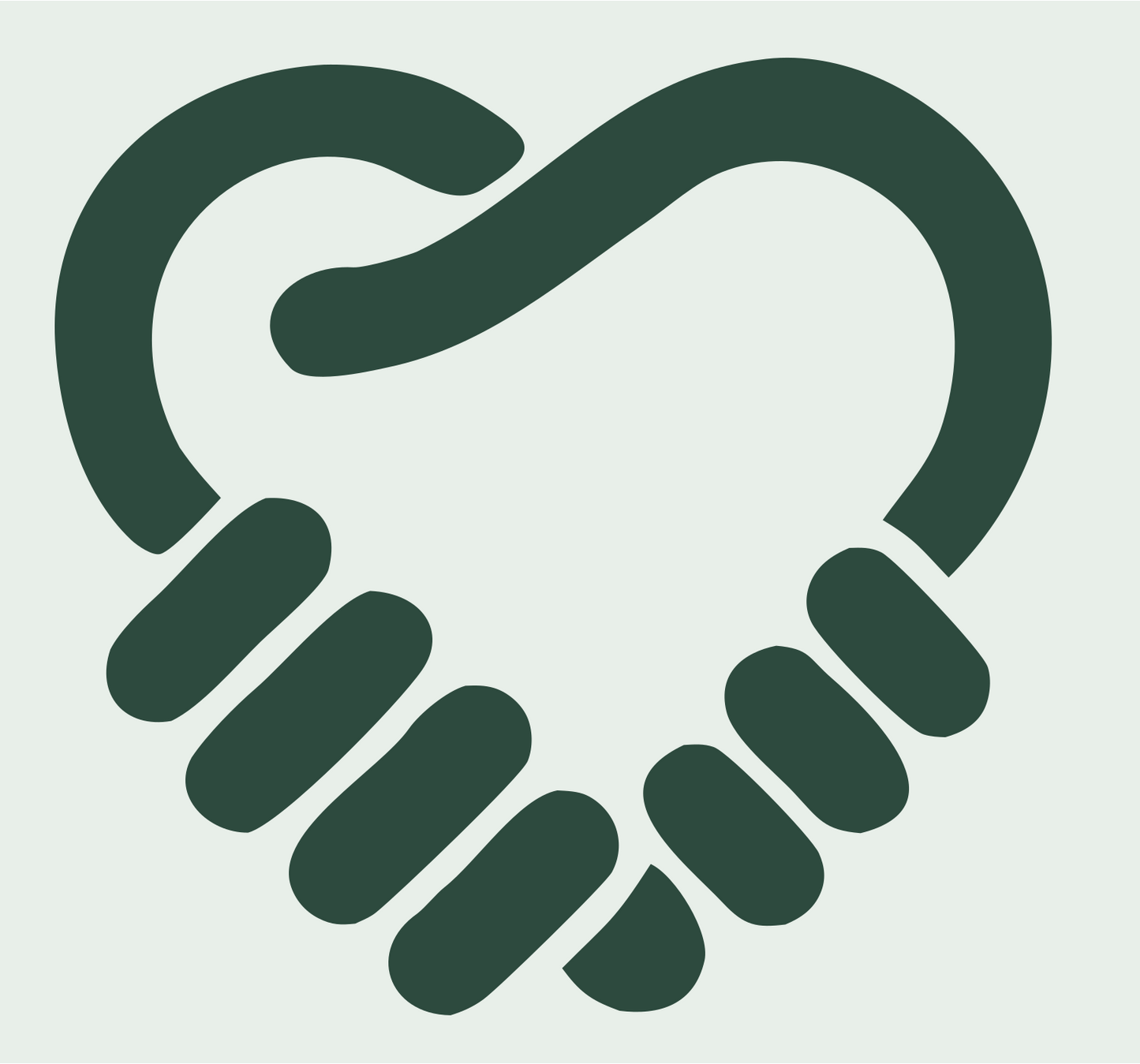 Heart Shape Handshake Logo #e8efe9/#2d4a3e