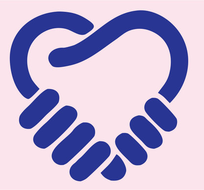Heart Shape Handshake Logo #fce4ec/#283593