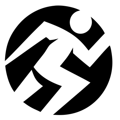 Runner Circle Negative Space Logo #ffffff/#000000