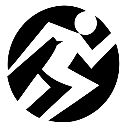 Running Figure Circle Logo #ffffff/#000000