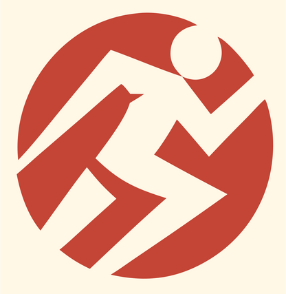 Running Figure Circle Logo #fff8e7/#c44536