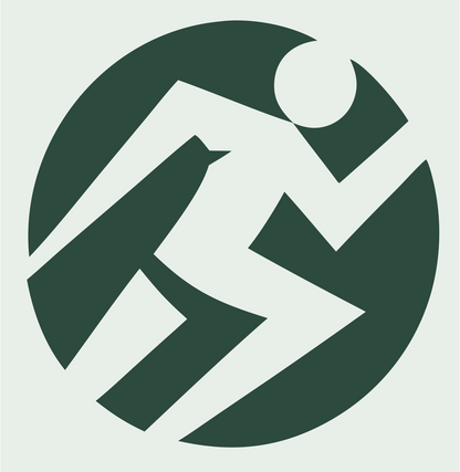 Running Figure Circle Logo #e8efe9/#2d4a3e