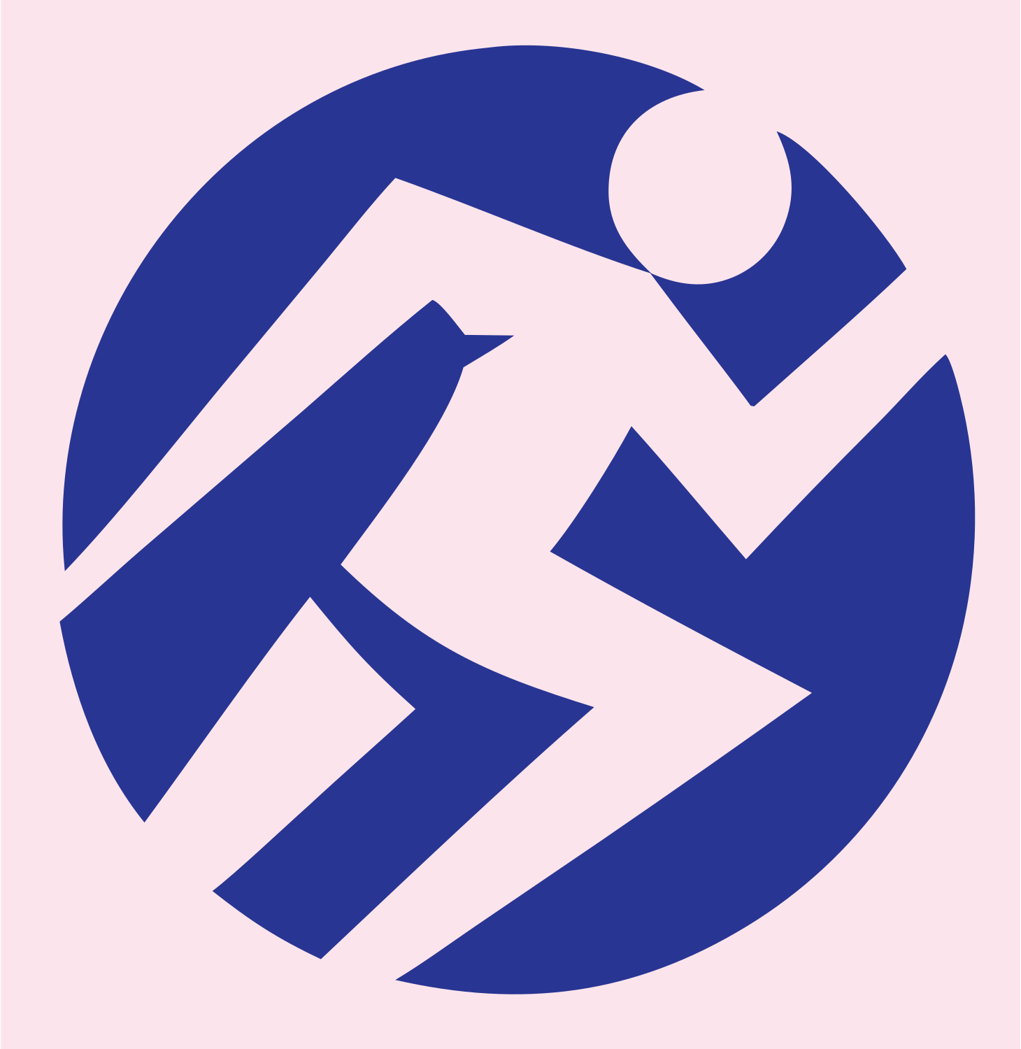 Running Figure Circle Logo #fce4ec/#283593