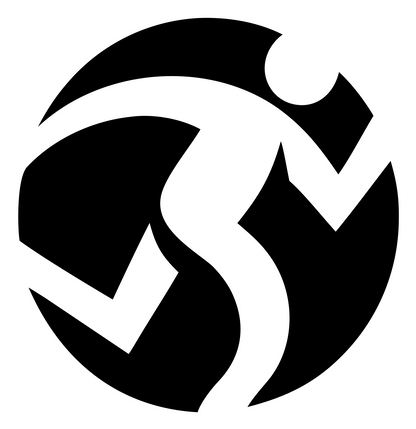 Dynamic Runner Circular Logo #ffffff/#000000