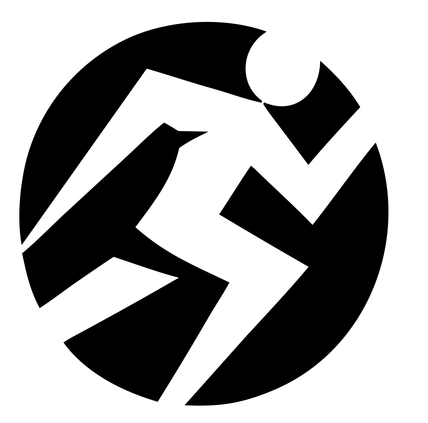 Sprinting Figure Circle Logo #ffffff/#000000
