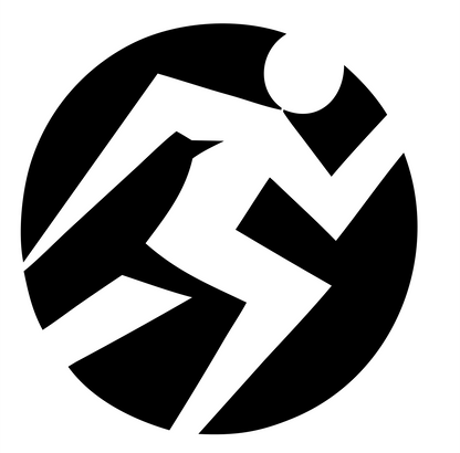 Sprinting Figure Circle Logo #ffffff/#000000