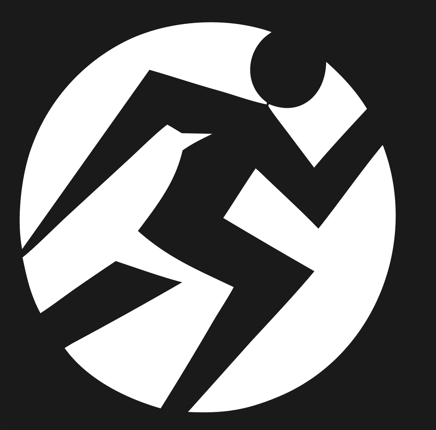 Sprinting Figure Circle Logo #1a1a1a/#ffffff
