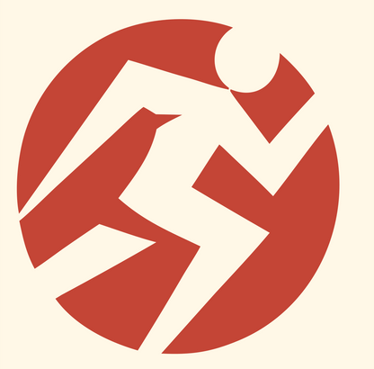 Sprinting Figure Circle Logo #fff8e7/#c44536