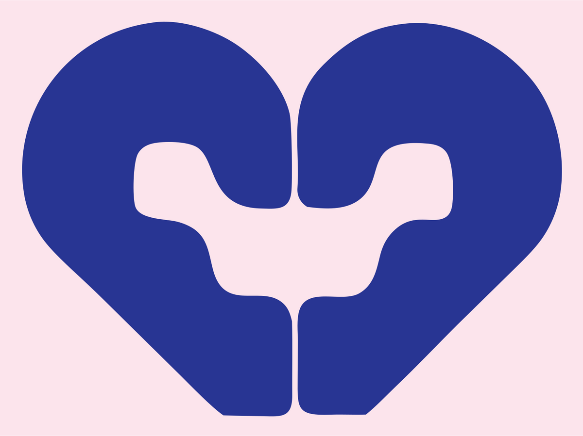 Puzzle Heart Hands Logo #fce4ec/#283593
