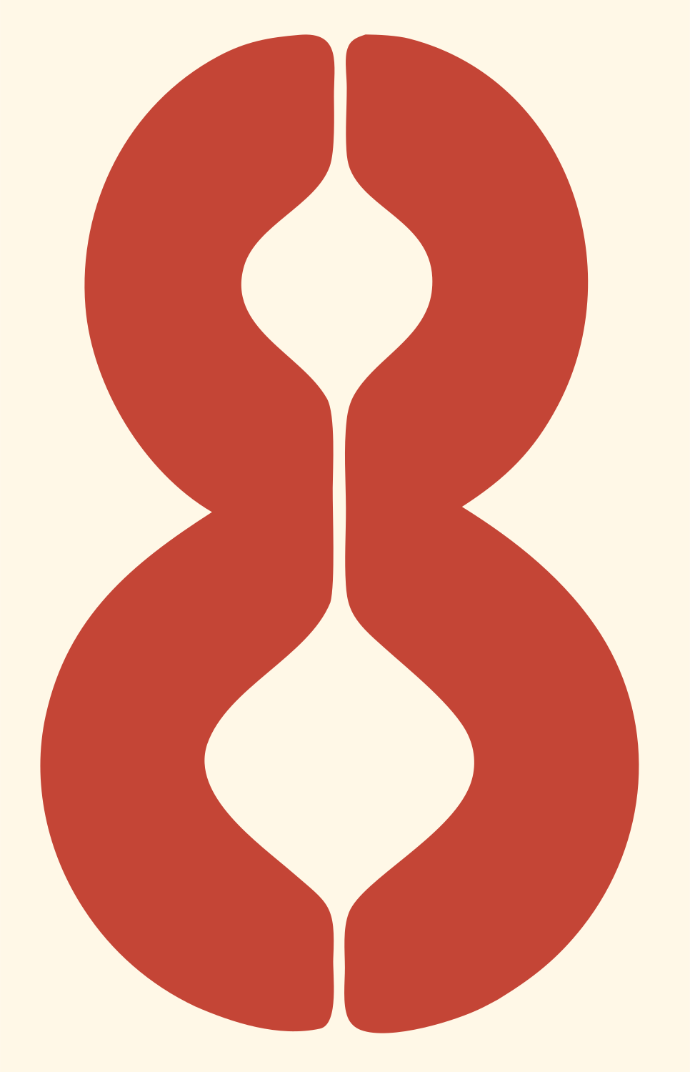 Figure Eight Hands Logo #fff8e7/#c44536