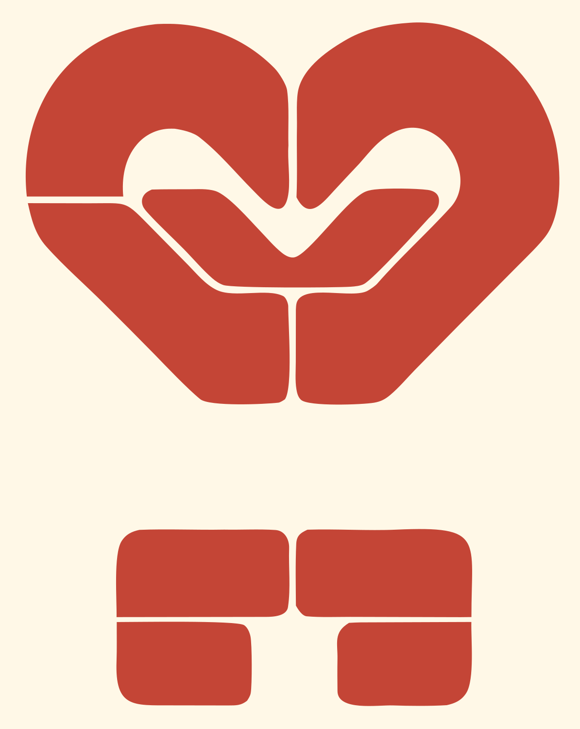 Clasped Hands Heart Logo #fff8e7/#c44536