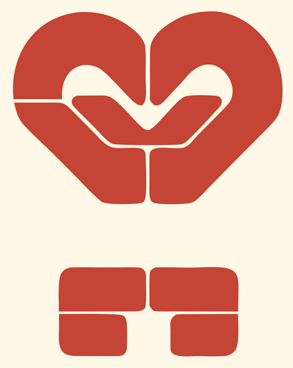 Clasped Hands Heart Logo #fff8e7/#c44536