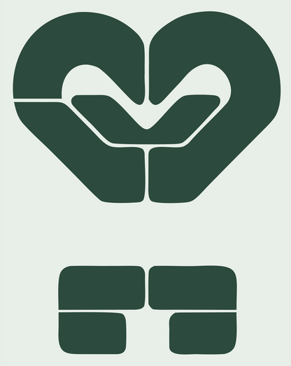 Clasped Hands Heart Logo #e8efe9/#2d4a3e