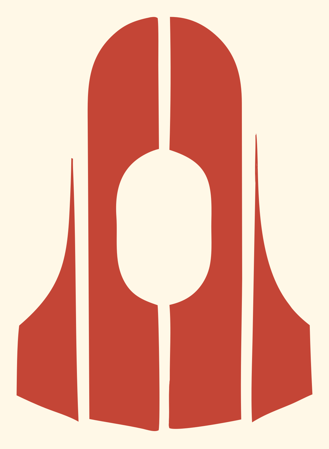 Spacecraft Fins Silhouette Logo #fff8e7/#c44536