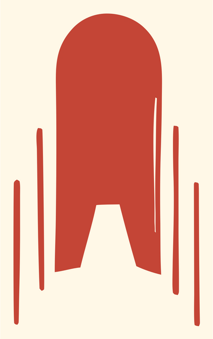 Hand-Drawn Rocket Silhouette Logo #fff8e7/#c44536