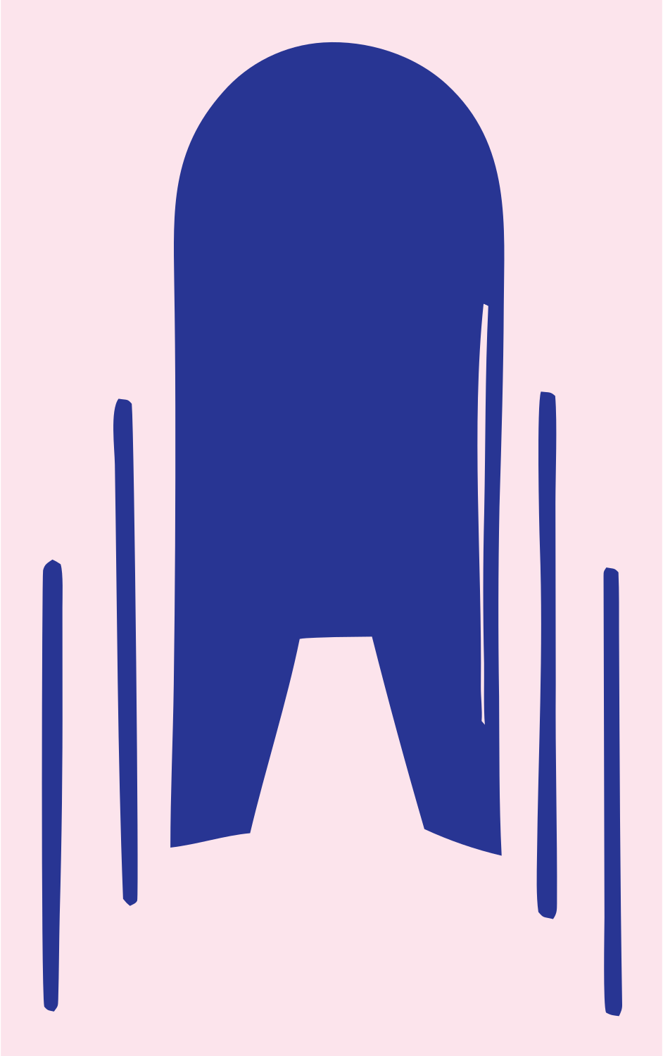 Hand-Drawn Rocket Silhouette Logo #fce4ec/#283593
