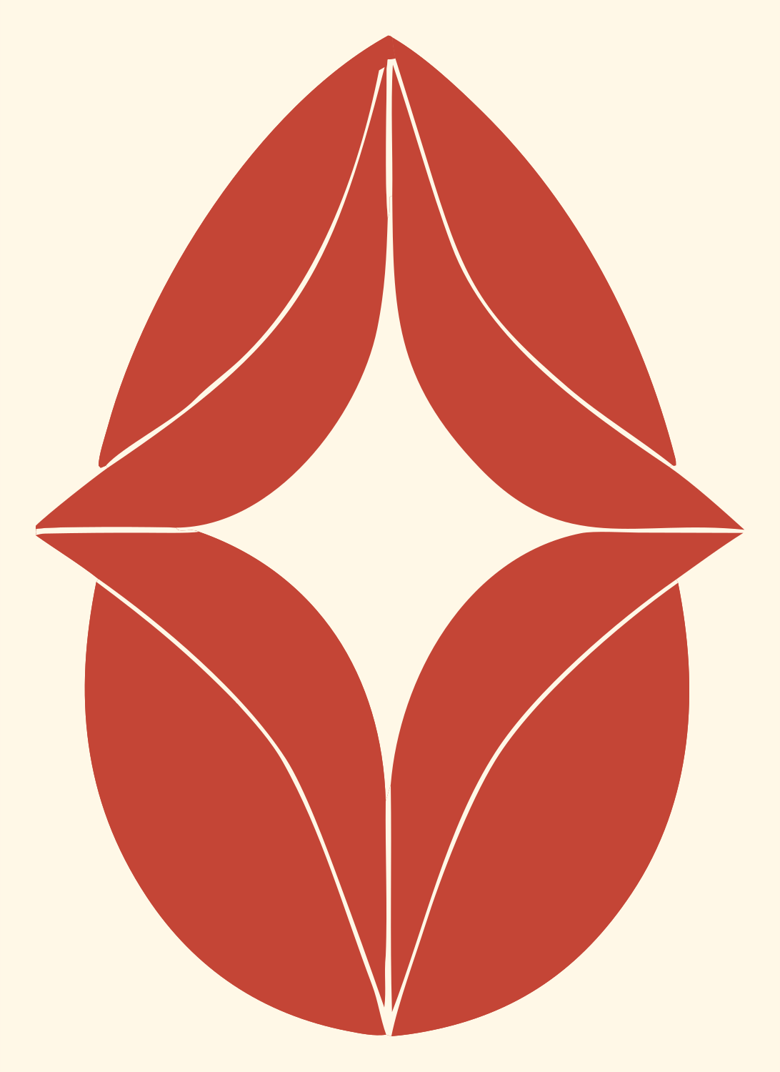 Leaf Petal Star Logo #fff8e7/#c44536