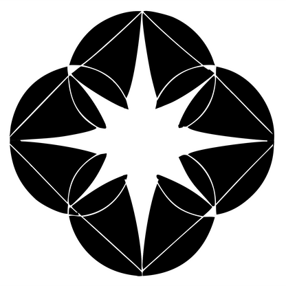 Four Circle Star Logo #ffffff/#000000