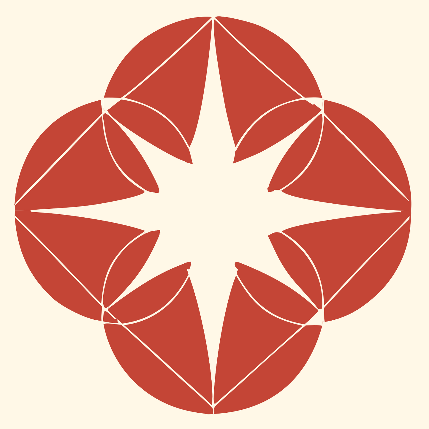 Four Circle Star Logo #fff8e7/#c44536