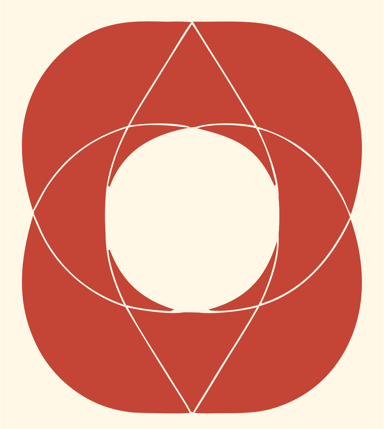 Circle Triangle Overlap Logo #fff8e7/#c44536