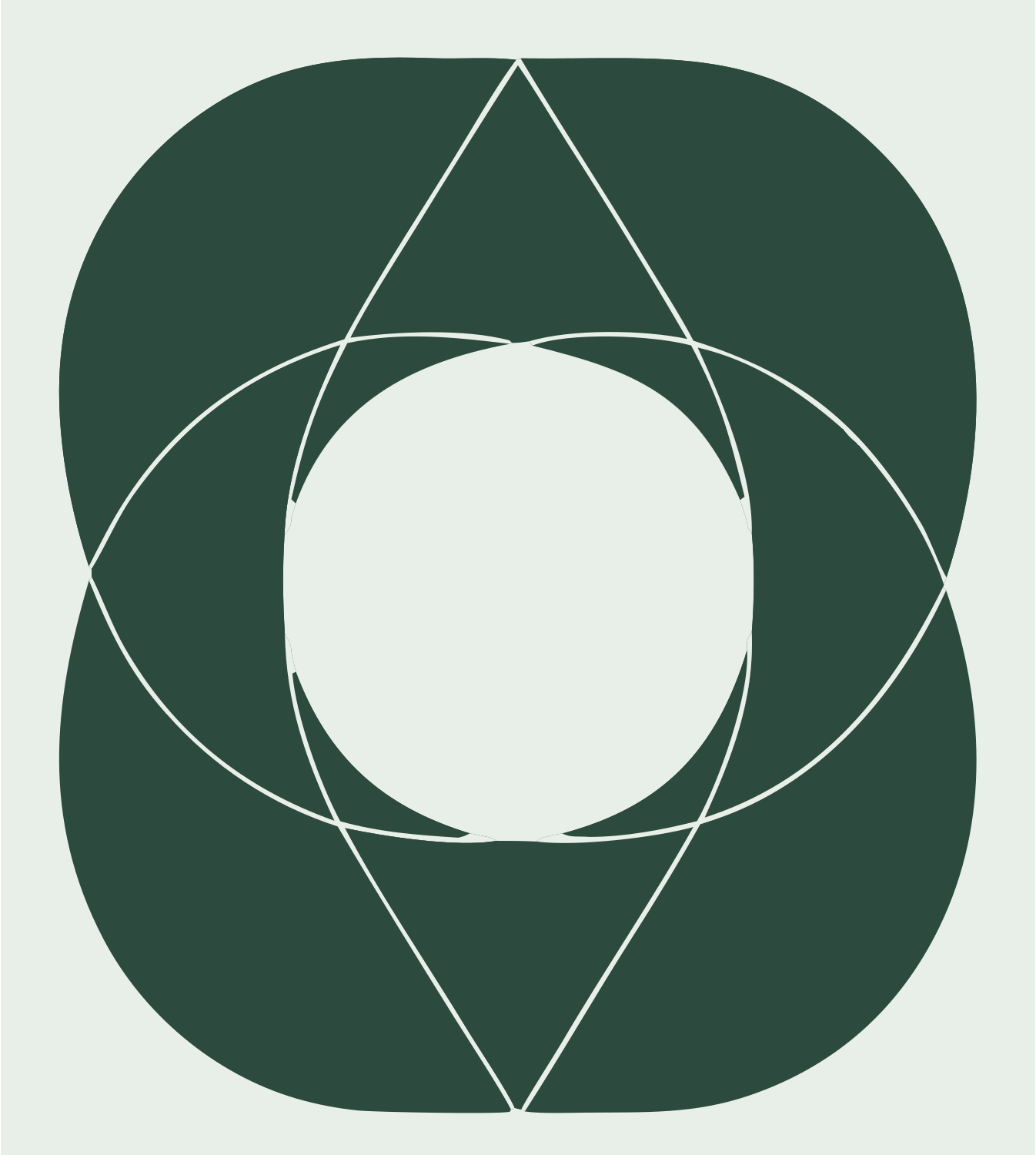 Circle Triangle Overlap Logo #e8efe9/#2d4a3e