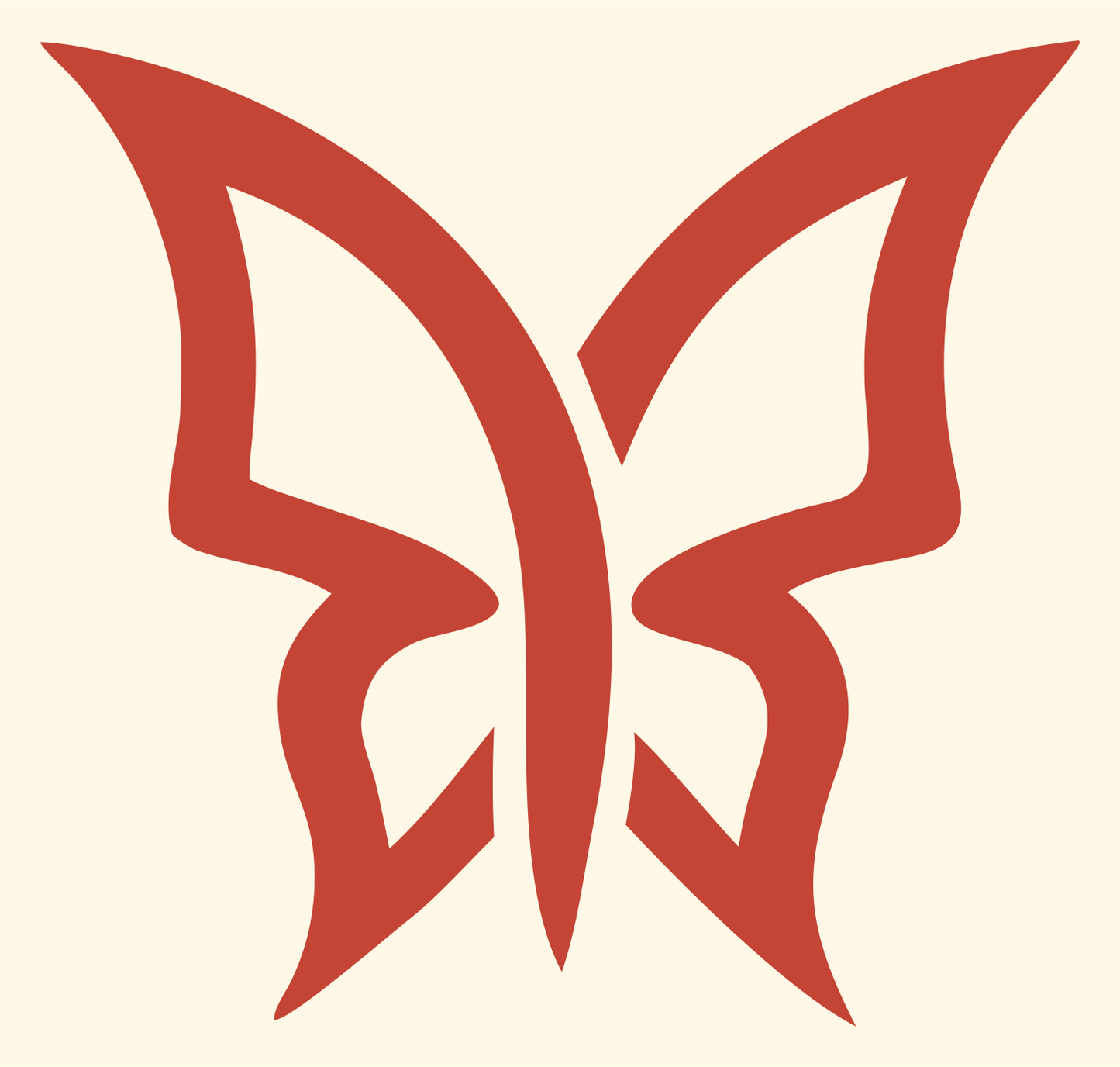 Ribbon Wing Butterfly Logo #fff8e7/#c44536