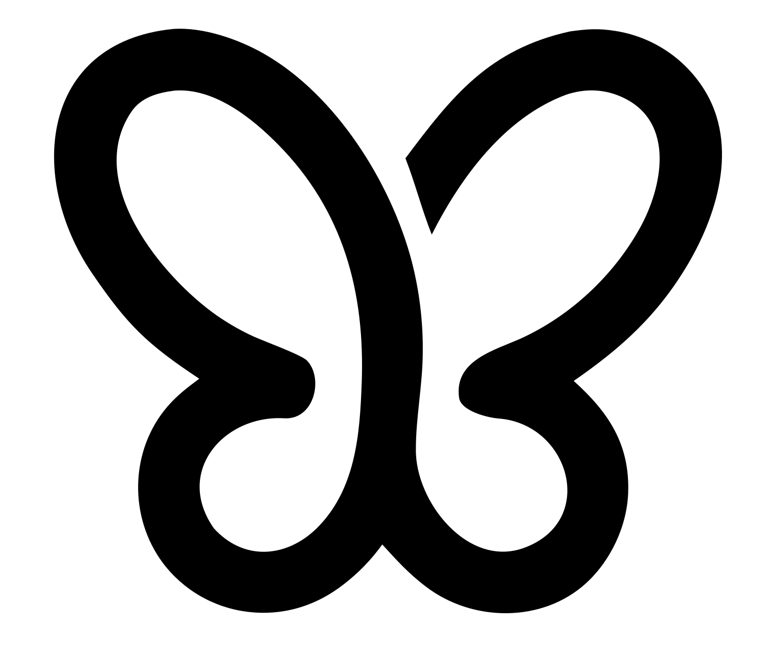 Monoline Butterfly Outline Logo #ffffff/#000000