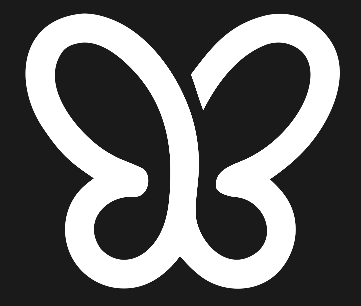 Monoline Butterfly Outline Logo #1a1a1a/#ffffff
