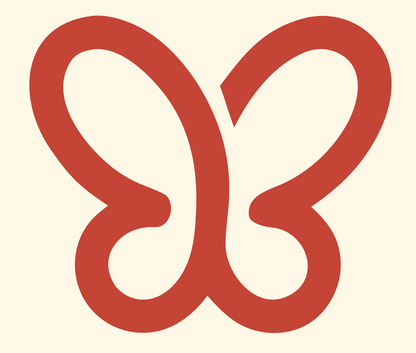 Monoline Butterfly Outline Logo #fff8e7/#c44536