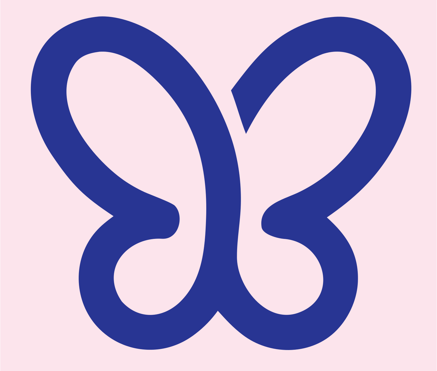 Monoline Butterfly Outline Logo #fce4ec/#283593