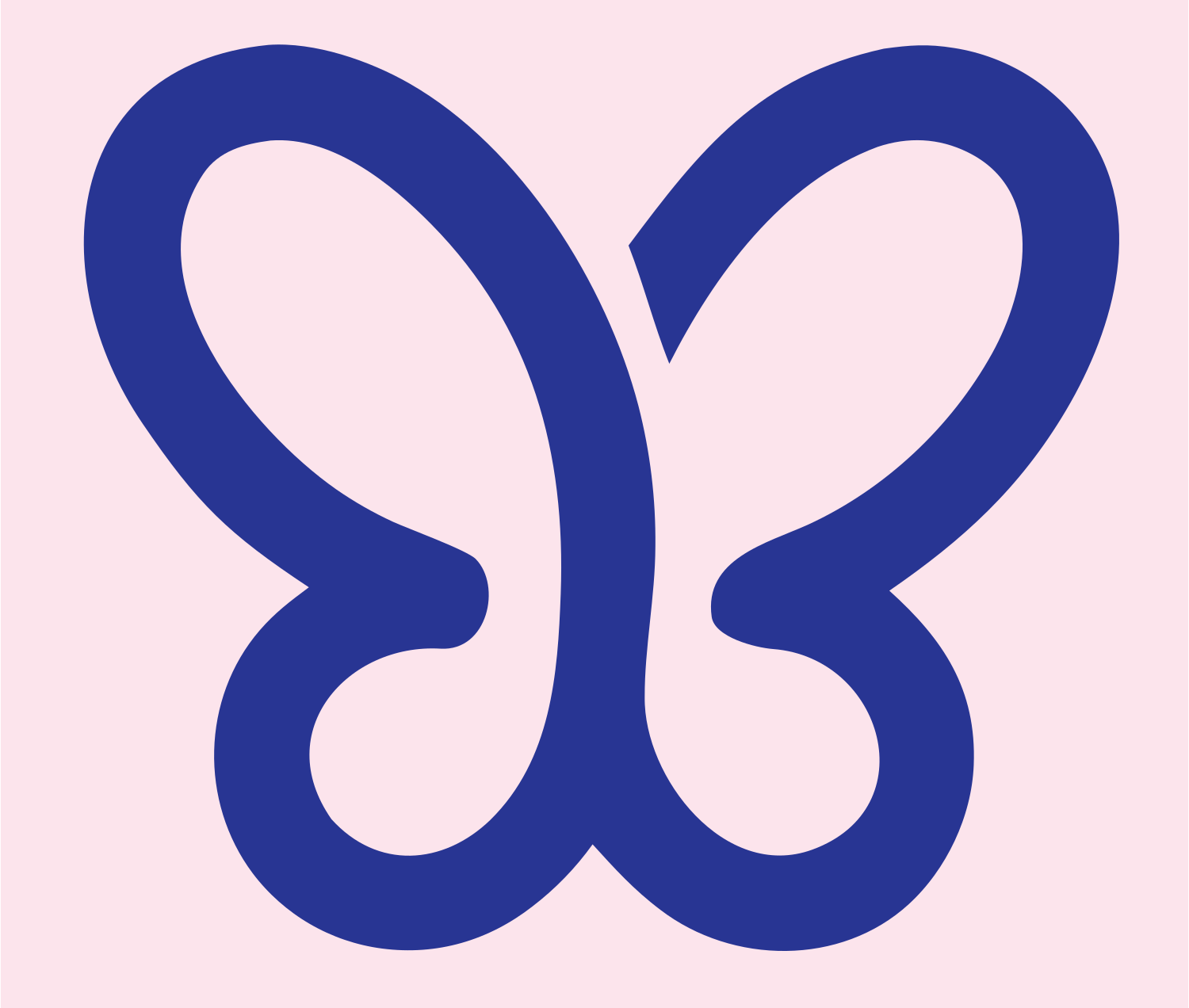 Monoline Butterfly Outline Logo #fce4ec/#283593
