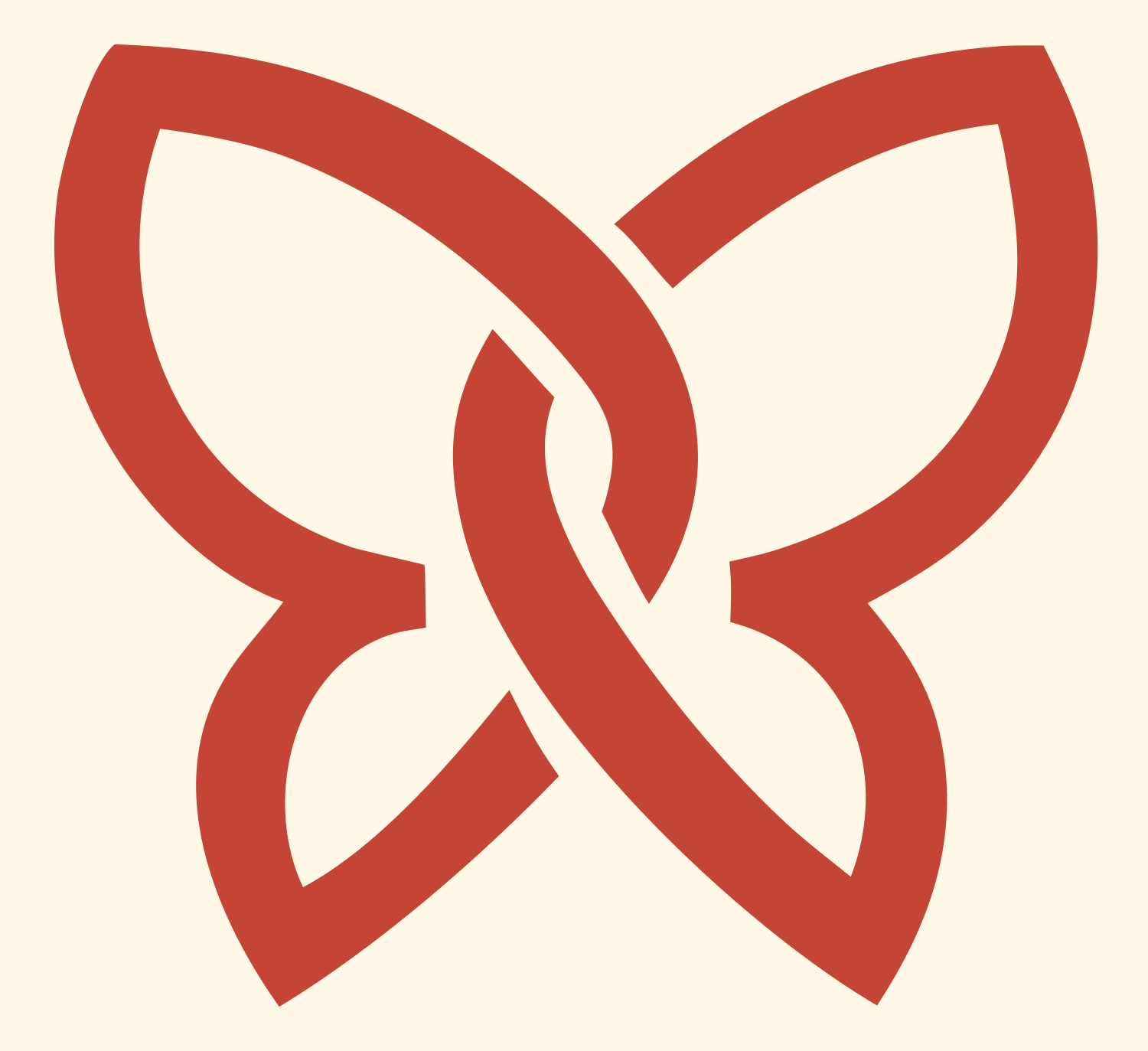 Celtic Knot Butterfly Logo #fff8e7/#c44536