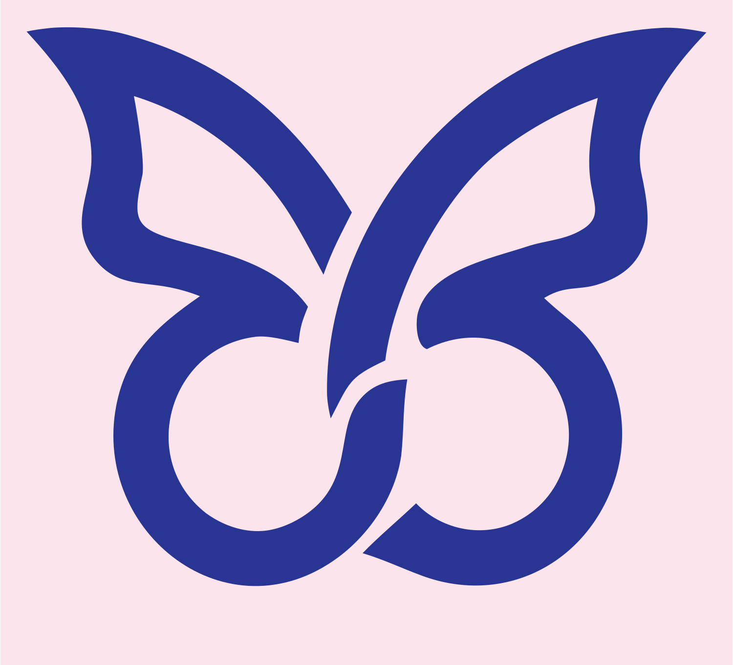 Scrollwork Butterfly Logo #fce4ec/#283593