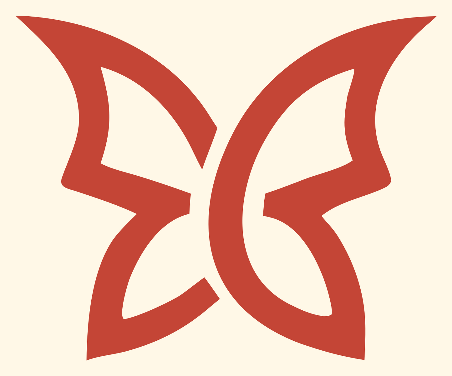 Open Wing Butterfly Logo #fff8e7/#c44536
