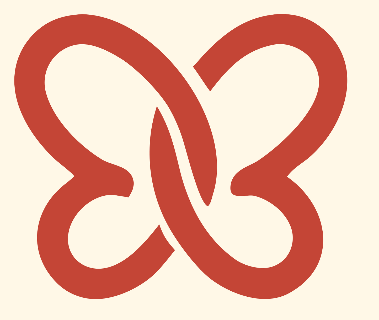 Infinity Twist Butterfly Logo #fff8e7/#c44536