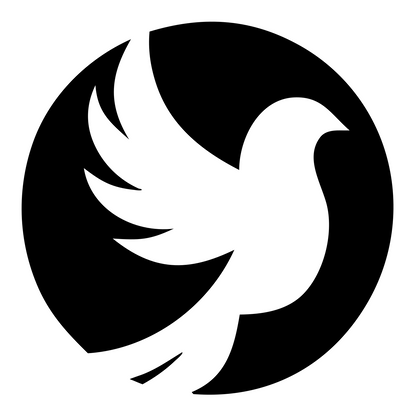 Negative Space Dove Circle Logo #ffffff/#000000