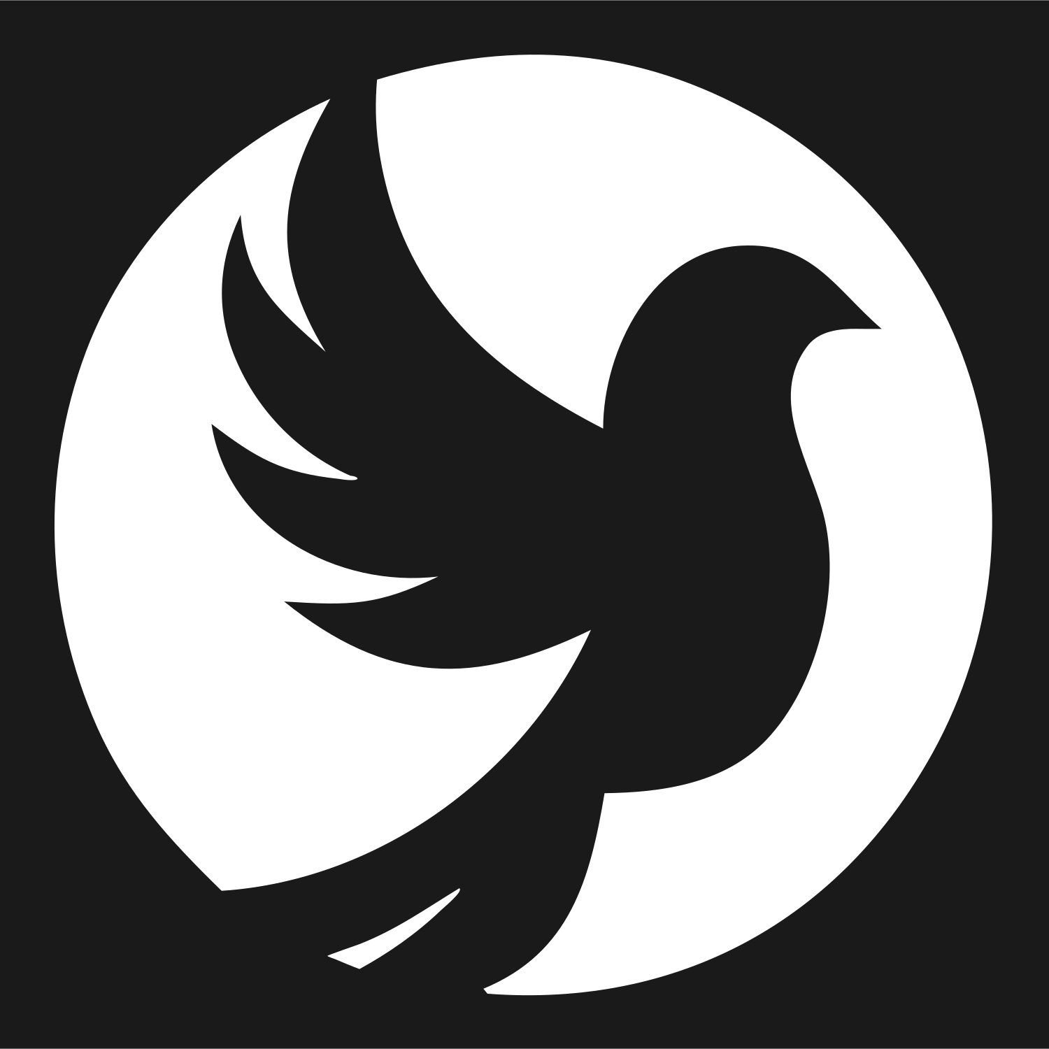 Negative Space Dove Circle Logo #1a1a1a/#ffffff